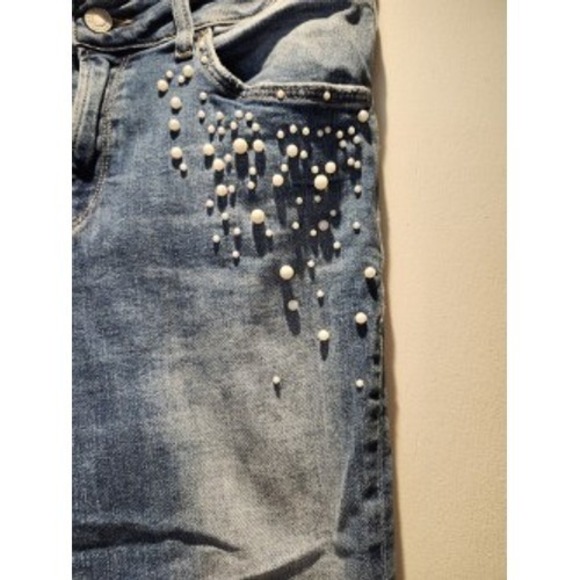 Mavi Jeans Co. Embellished Denim Jeans Distressed Hem Beaded Design (29/27) - Picture 2 of 4